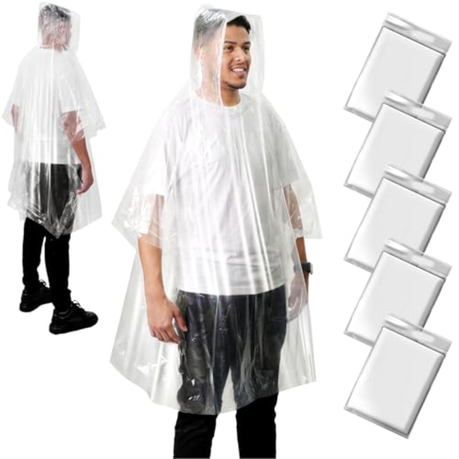 Emergency Poncho Rain - ANYOO Disposable Rain Poncho for Adults