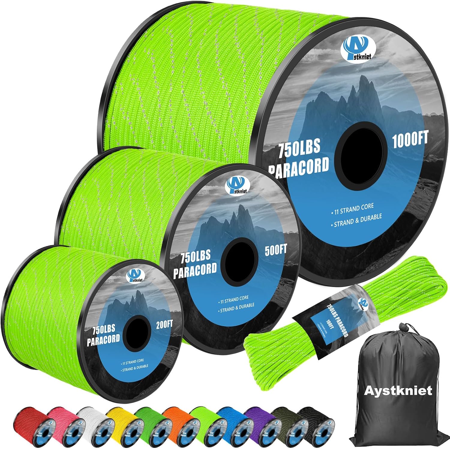 Para Cord 1000Ft - 750lb Reflective Paracord Rope, 4mm 11