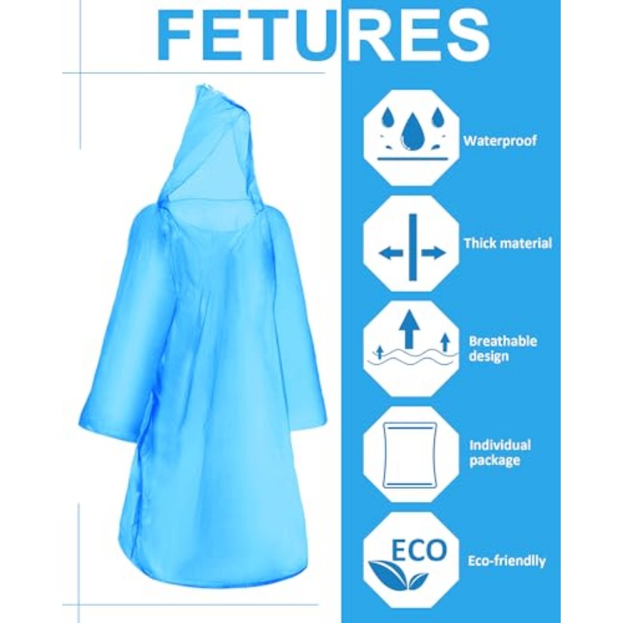 120 Pack Disposable Rain Ponch - Emergency Poncho Rain avaliação e preço