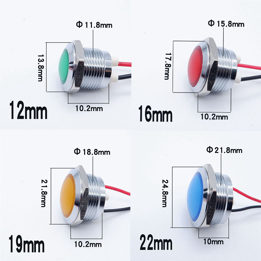 10pcs 12/16/19/22mm Metal LED  - Signal Panel Orange avaliação e preço