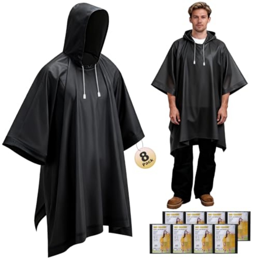 8 Pack Hooded Rain Ponchos for - Emergency Poncho Rain avaliação e preço
