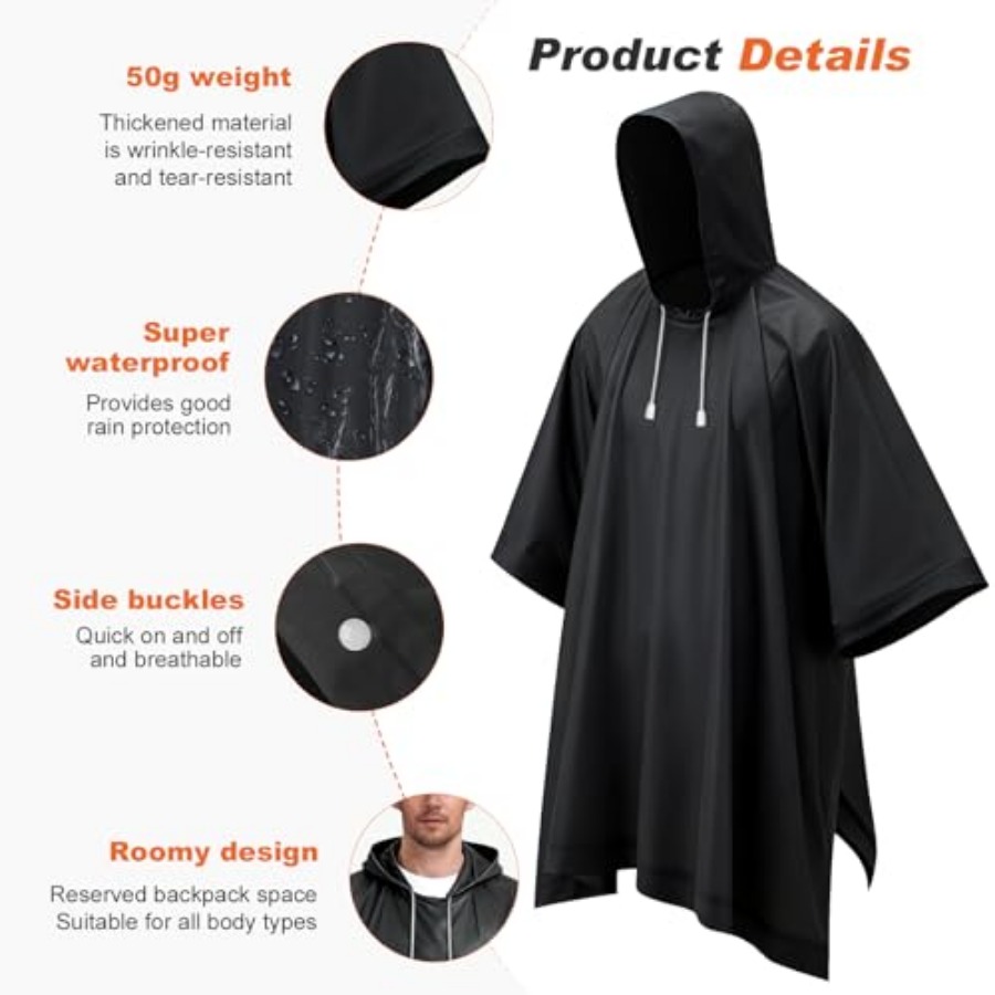 8 Pack Hooded Rain Ponchos for - Emergency Poncho Rain avaliação e preço