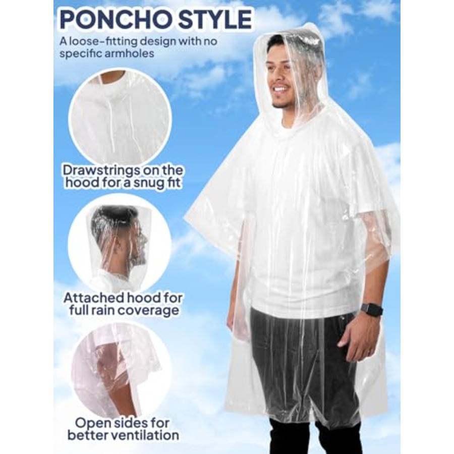 ANYOO Disposable Rain Poncho f - Emergency Poncho Rain avaliação e preço