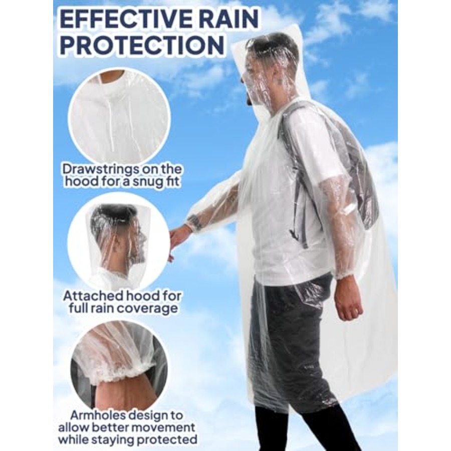 ANYOO Disposable Rain Poncho f - Emergency Poncho Rain avaliação e preço