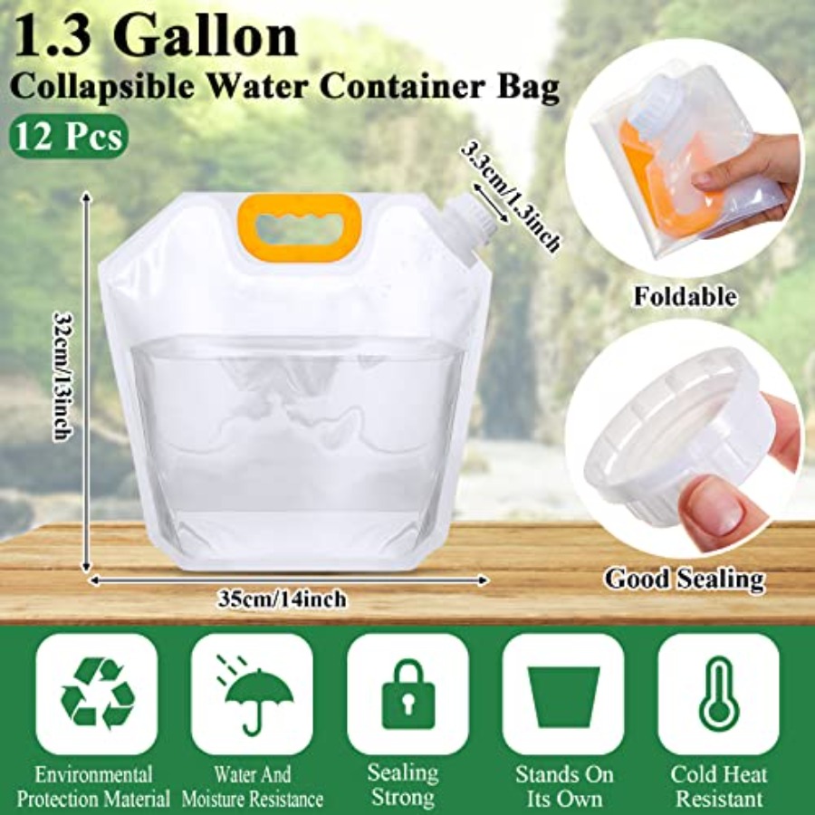 12 Pack 1.3 Gallon Collapsible - Water Bag Collapsible avaliação e preço