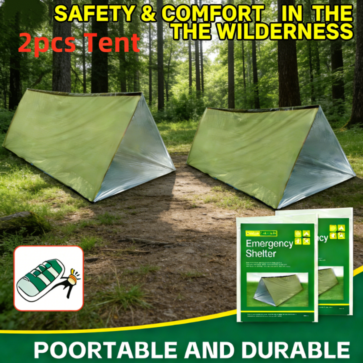 2Pcs Reflective Mylar Tent Lig - Emergency Mylar Tent avaliação e preço