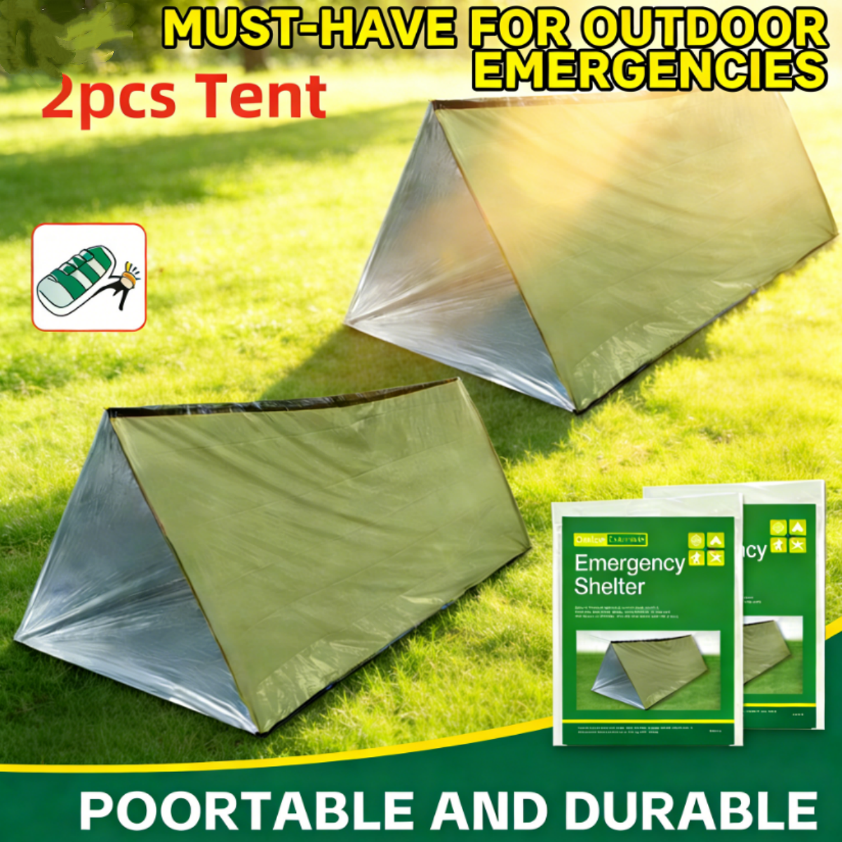2Pcs Reflective Mylar Tent Lig - Emergency Mylar Tent avaliação e preço