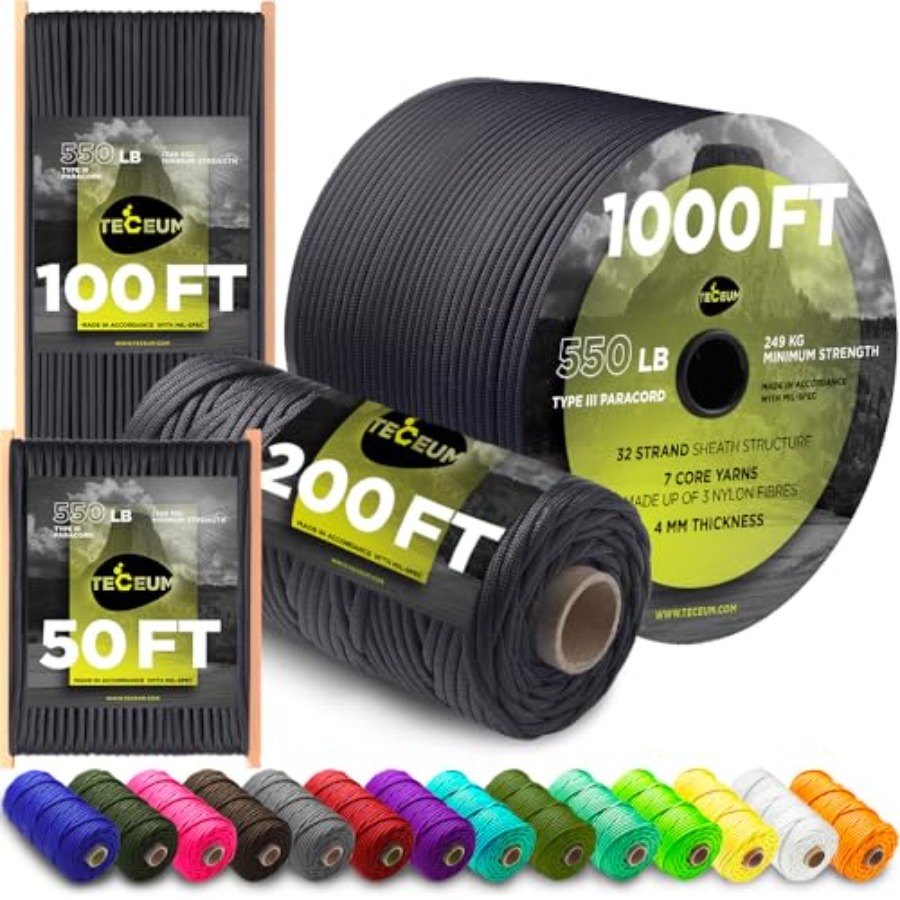 Paracord Type III 550 Basalt 1 - Para Cord 1000Ft avaliação e preço