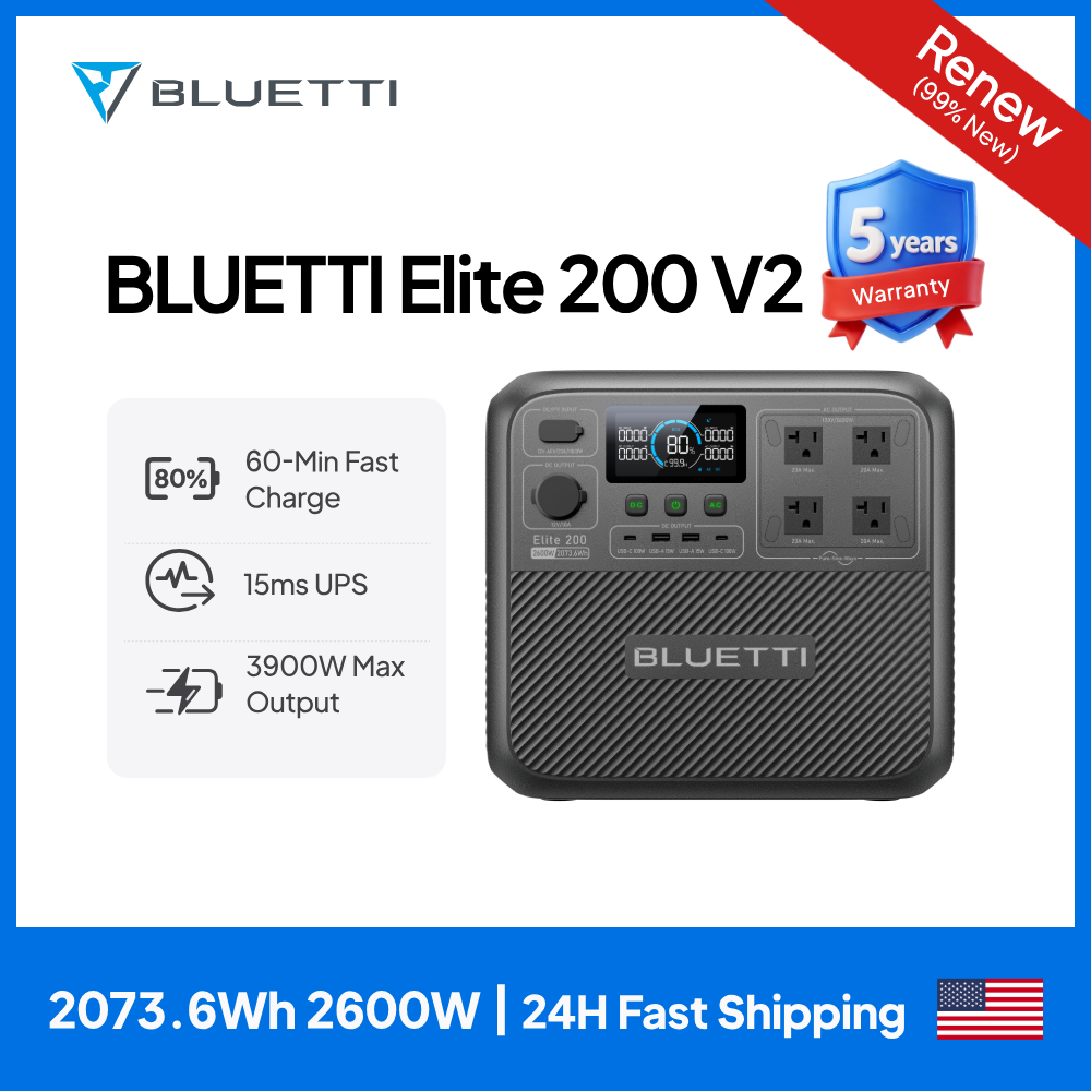 【Renew】BLUETTI Elite 200 V2 Po - Solar Emergency Charger avaliação e preço