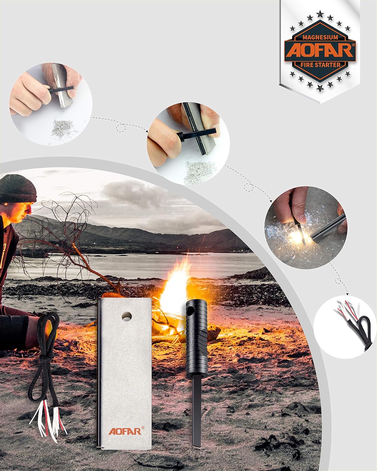 2-Pack Waterproof Fire Starter - Magnesium Fire Starter avaliação e preço