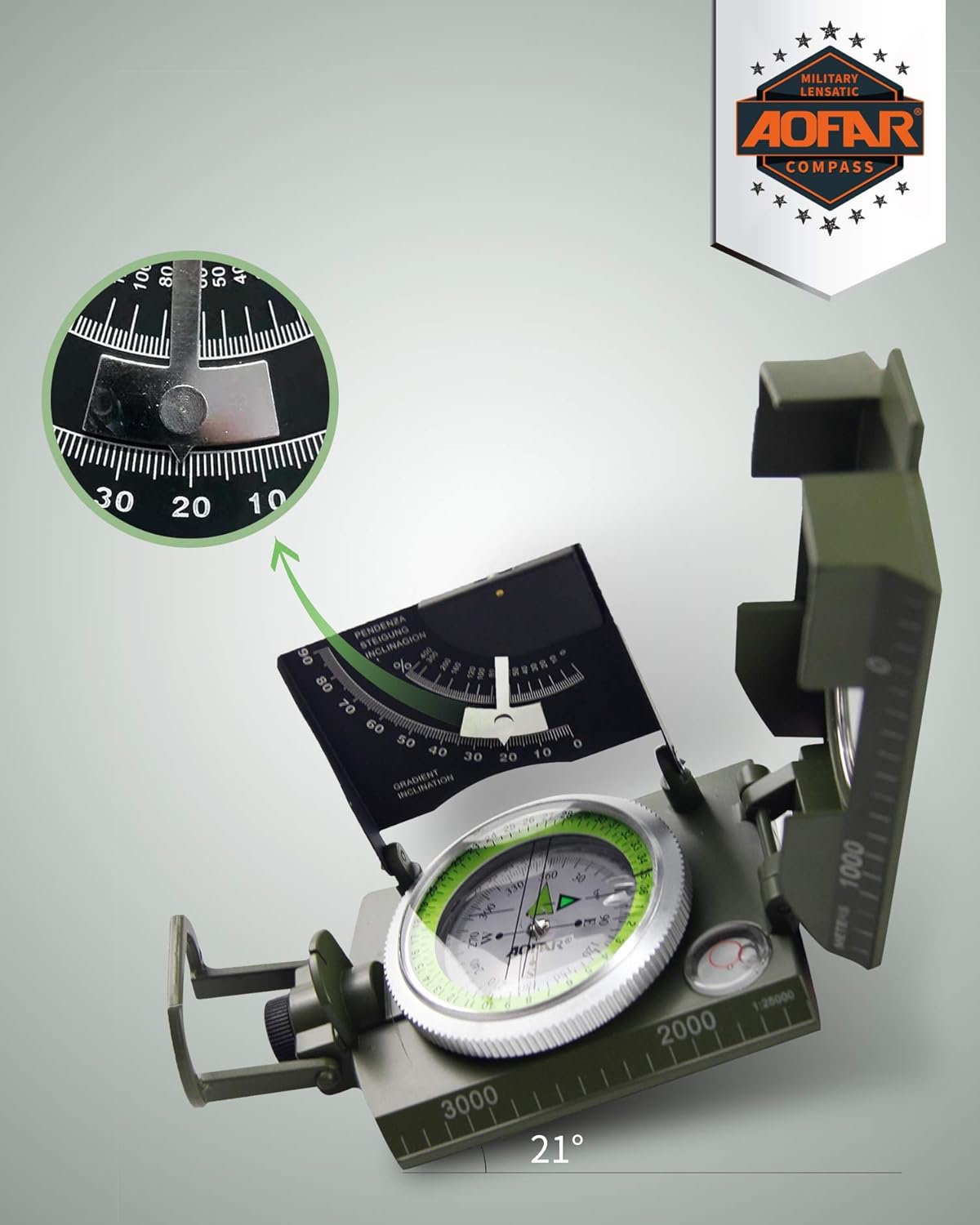 Military Compass for Hiking, L - Compass Lensatic avaliação e preço