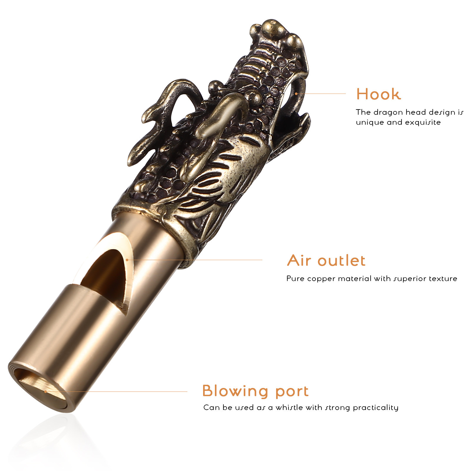 3Pcs Dragon Whistles Brass Vin - Emergency Whistle Loud avaliação e preço