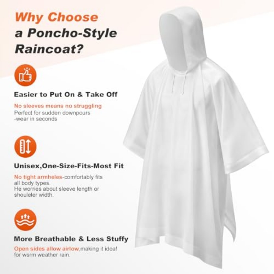 8 Pack Hooded Rain Ponchos for - Emergency Poncho Rain avaliação e preço